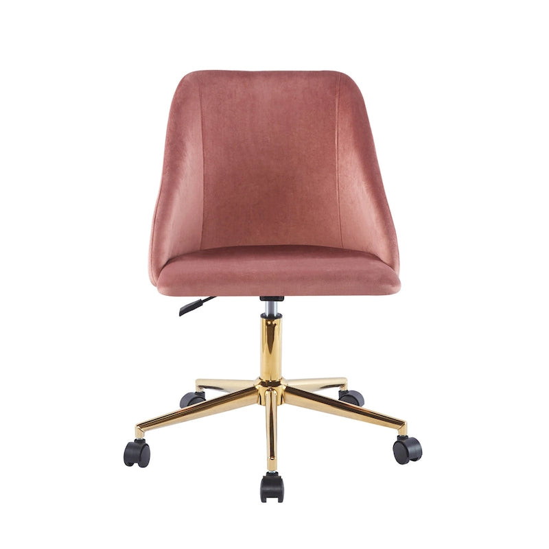 Swivel Office Chair, Velvet, Gold Chrome Legs