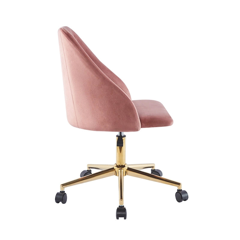 Swivel Office Chair, Velvet, Gold Chrome Legs