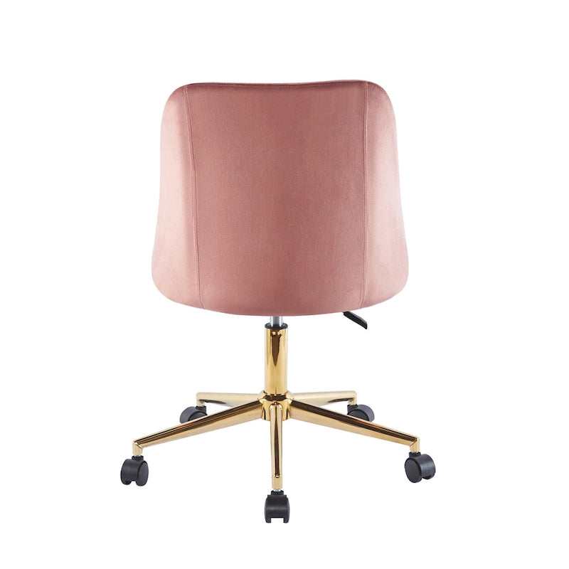 Swivel Office Chair, Velvet, Gold Chrome Legs