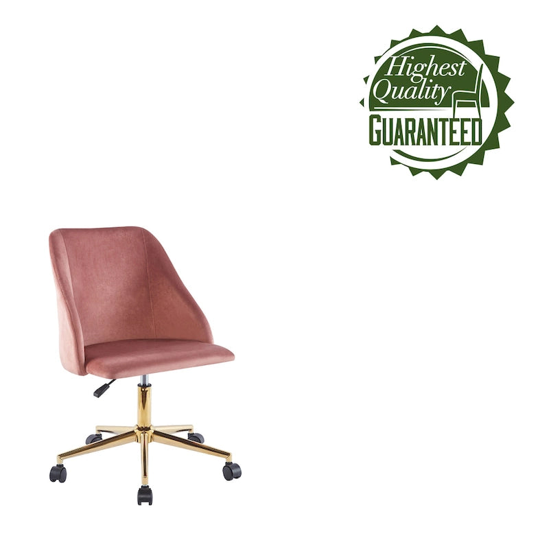 Swivel Office Chair, Velvet, Gold Chrome Legs