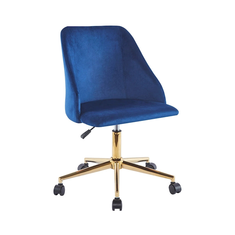 Swivel Office Chair, Velvet, Gold Chrome Legs