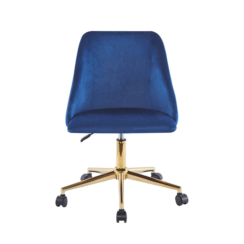Swivel Office Chair, Velvet, Gold Chrome Legs