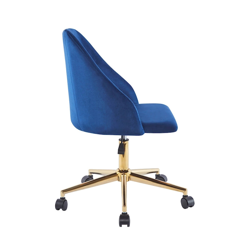 Swivel Office Chair, Velvet, Gold Chrome Legs