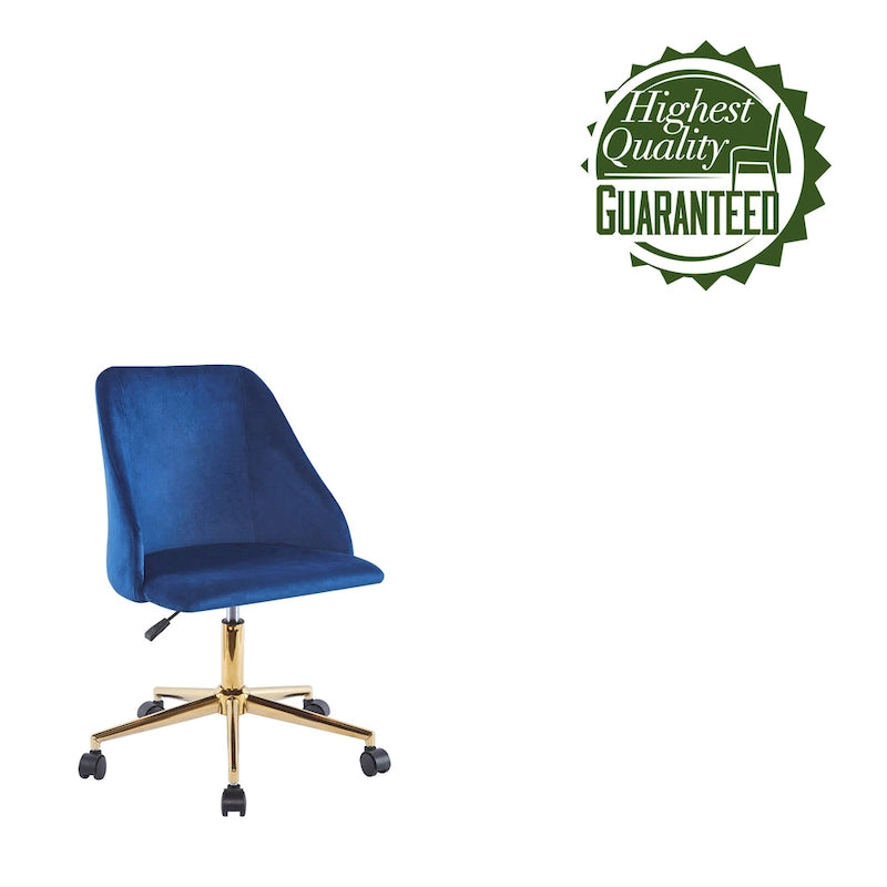 Swivel Office Chair, Velvet, Gold Chrome Legs