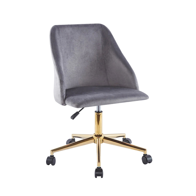 Swivel Office Chair, Velvet, Gold Chrome Legs