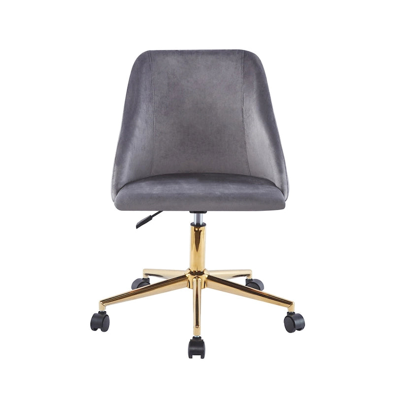Swivel Office Chair, Velvet, Gold Chrome Legs