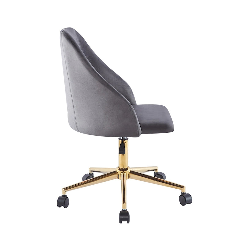 Swivel Office Chair, Velvet, Gold Chrome Legs