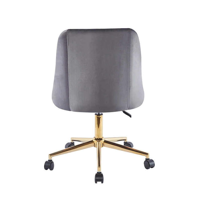 Swivel Office Chair, Velvet, Gold Chrome Legs