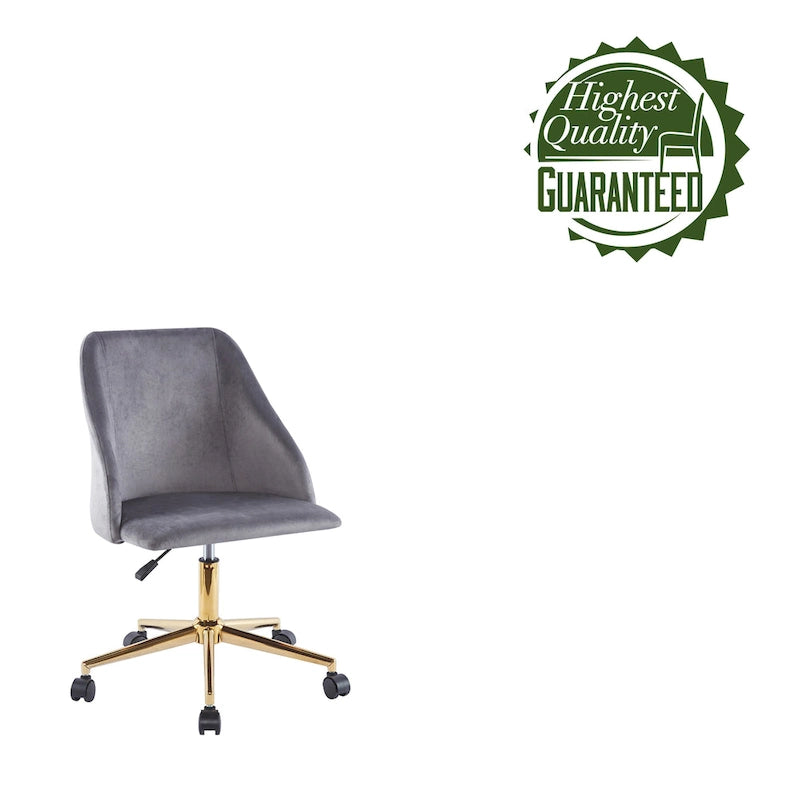 Swivel Office Chair, Velvet, Gold Chrome Legs