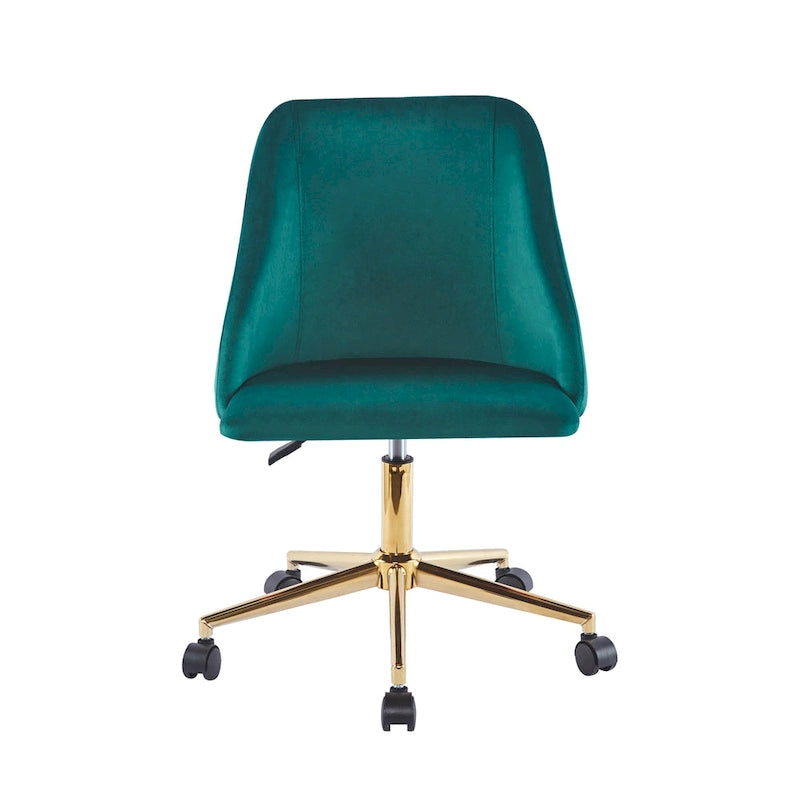 Swivel Office Chair, Velvet, Gold Chrome Legs