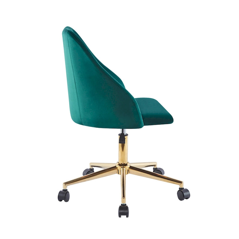 Swivel Office Chair, Velvet, Gold Chrome Legs