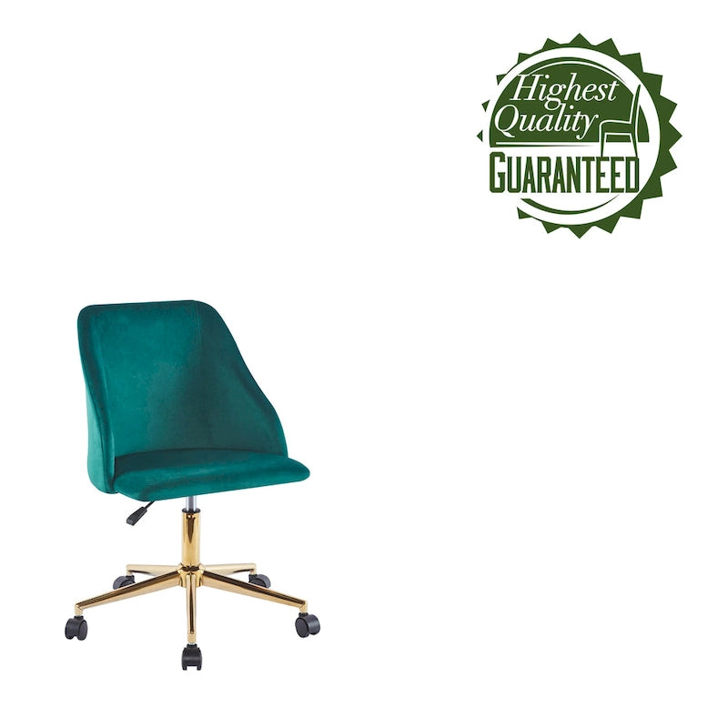 Swivel Office Chair, Velvet, Gold Chrome Legs