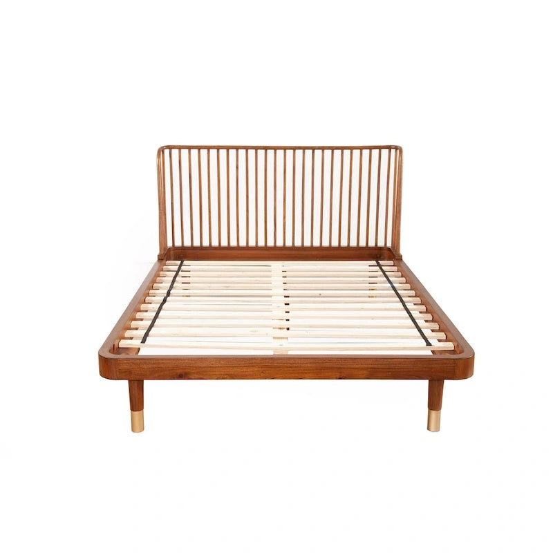 Wood Platform Bed in Dark Walnut (Brown)