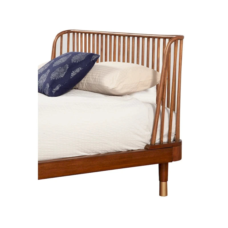 Wood Platform Bed in Dark Walnut (Brown)
