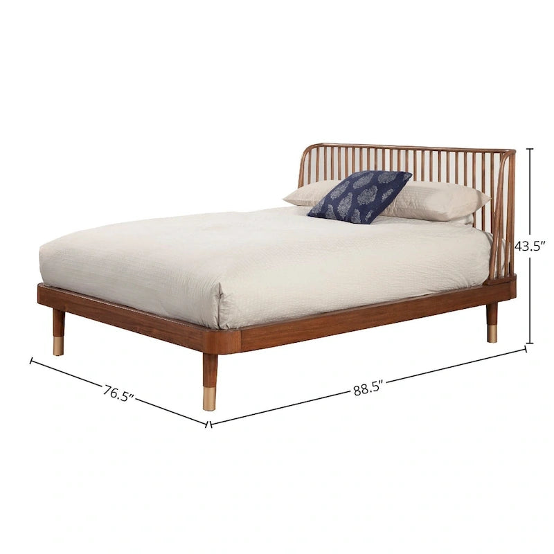 Wood Platform Bed in Dark Walnut (Brown)