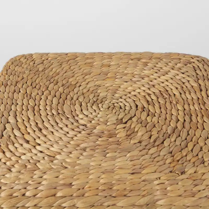 Brown Striped Seagrass Round Coffee Table Pouf