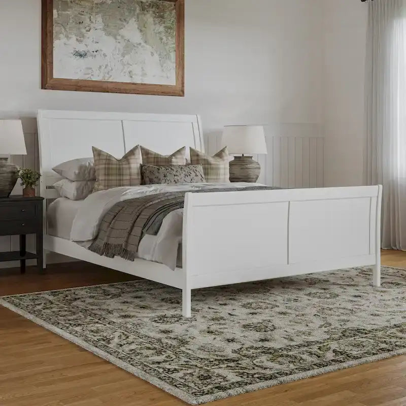 Solid Wood Low Profile Platform Bed with Matching Footboard