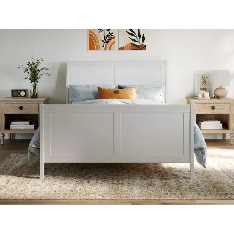 Solid Wood Low Profile Platform Bed with Matching Footboard