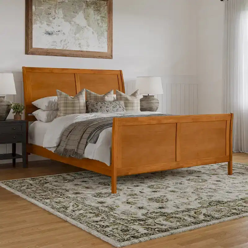 Solid Wood Low Profile Platform Bed with Matching Footboard