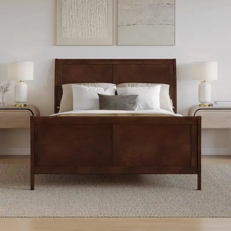 Solid Wood Low Profile Platform Bed with Matching Footboard