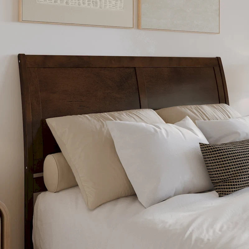 Solid Wood Low Profile Platform Bed with Matching Footboard
