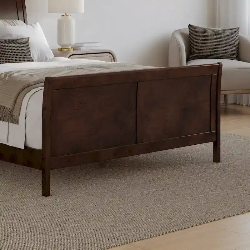 Solid Wood Low Profile Platform Bed with Matching Footboard