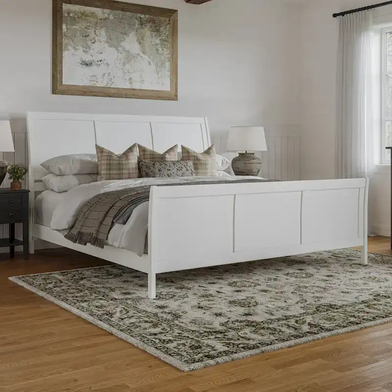 Solid Wood Low Profile Platform Bed with Matching Footboard