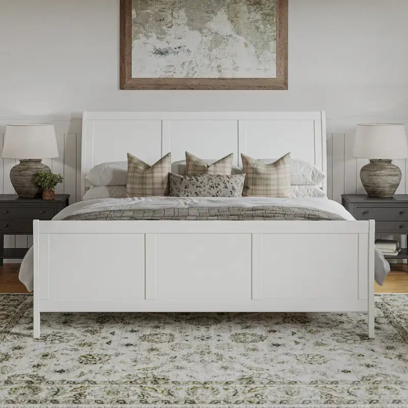 Solid Wood Low Profile Platform Bed with Matching Footboard