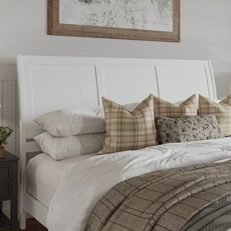 Solid Wood Low Profile Platform Bed with Matching Footboard