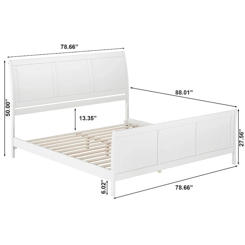 Solid Wood Low Profile Platform Bed with Matching Footboard