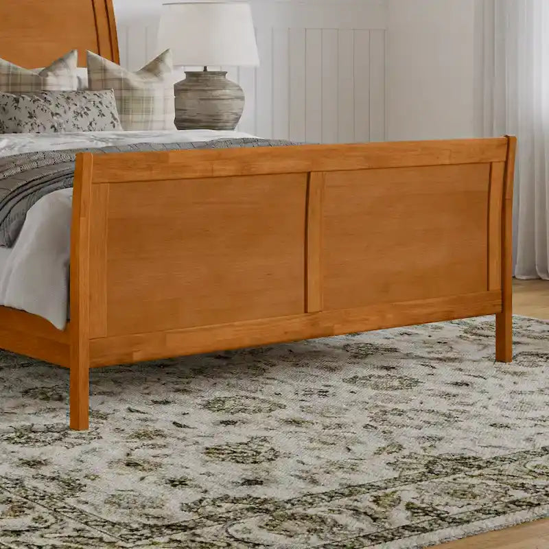 Solid Wood Low Profile Platform Bed with Matching Footboard