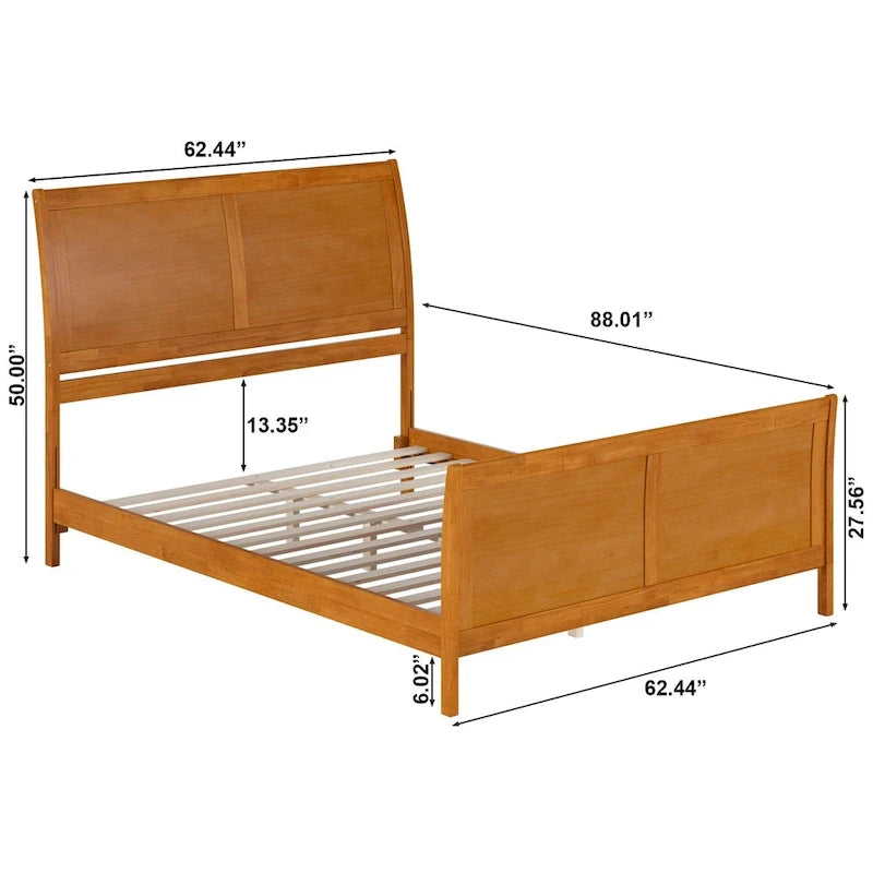 Solid Wood Low Profile Platform Bed with Matching Footboard