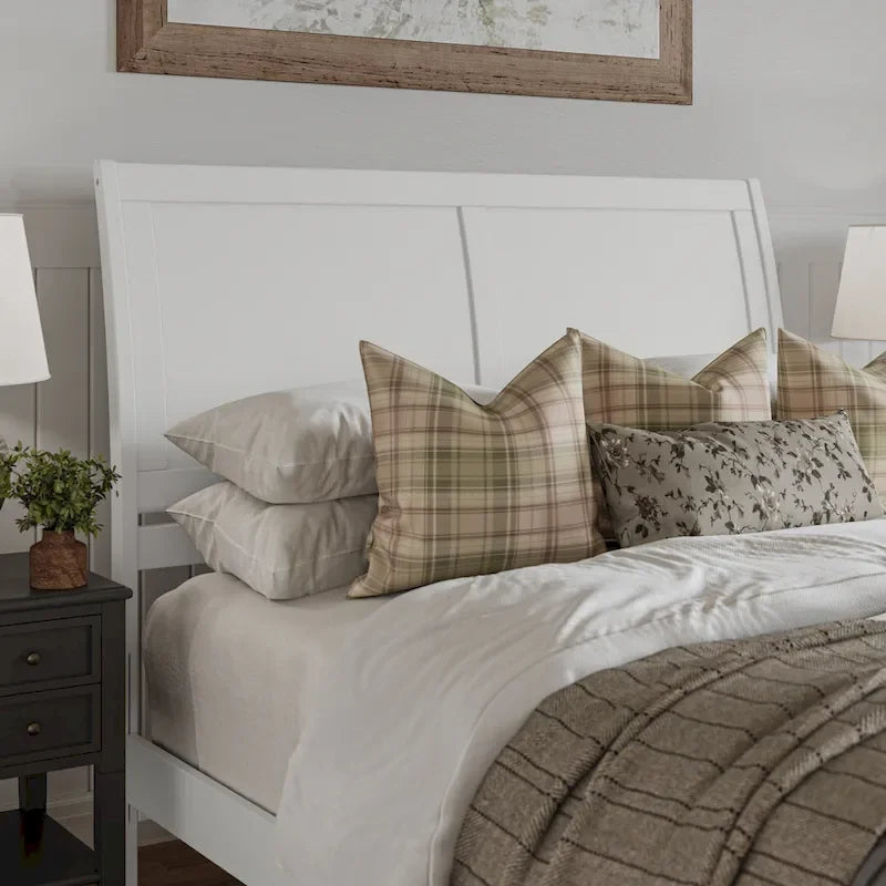 Solid Wood Low Profile Platform Bed with Matching Footboard