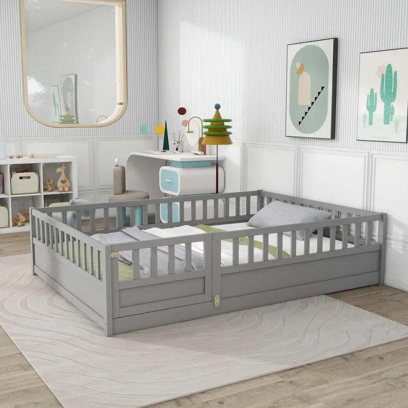 wooden children's floor bed without Support slat