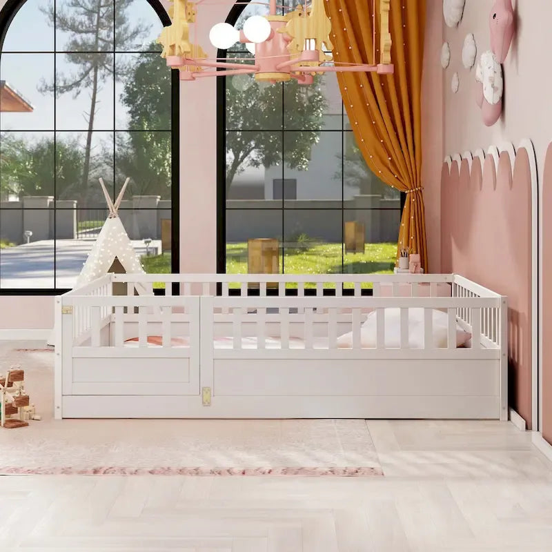 wooden children's floor bed without Support slat