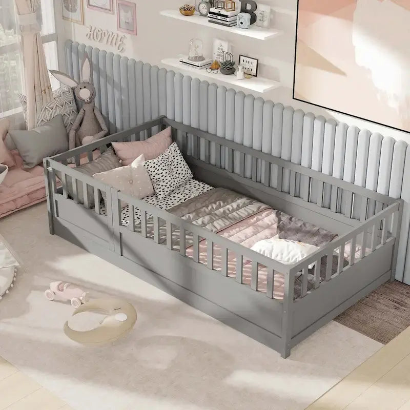 wooden children's floor bed without Support slat