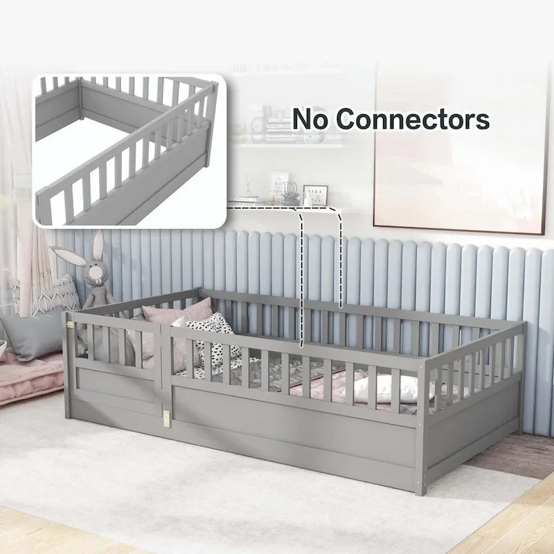 wooden children's floor bed without Support slat