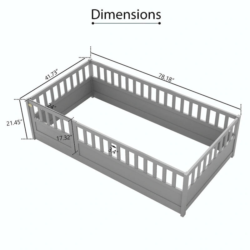 wooden children's floor bed without Support slat