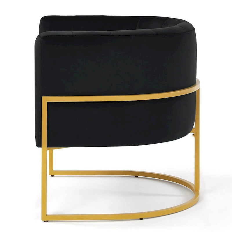 Mid-Century Upholstered Velvet Accent Chair with Curve Backrest