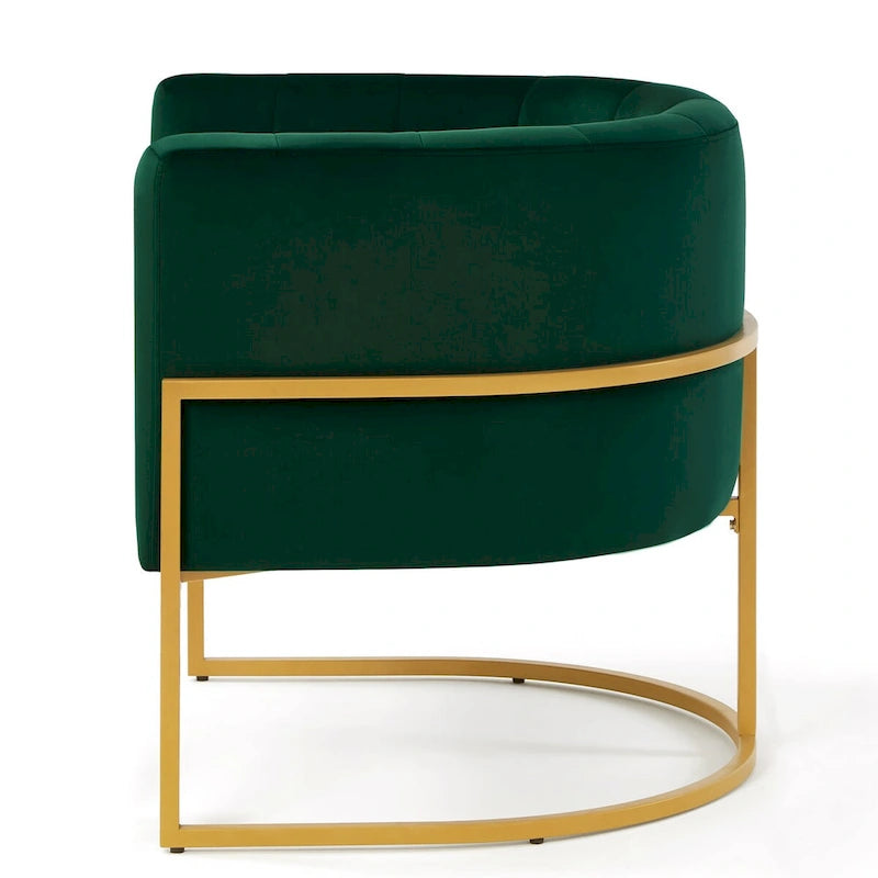 Mid-Century Upholstered Velvet Accent Chair with Curve Backrest