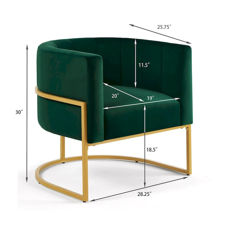 Mid-Century Upholstered Velvet Accent Chair with Curve Backrest