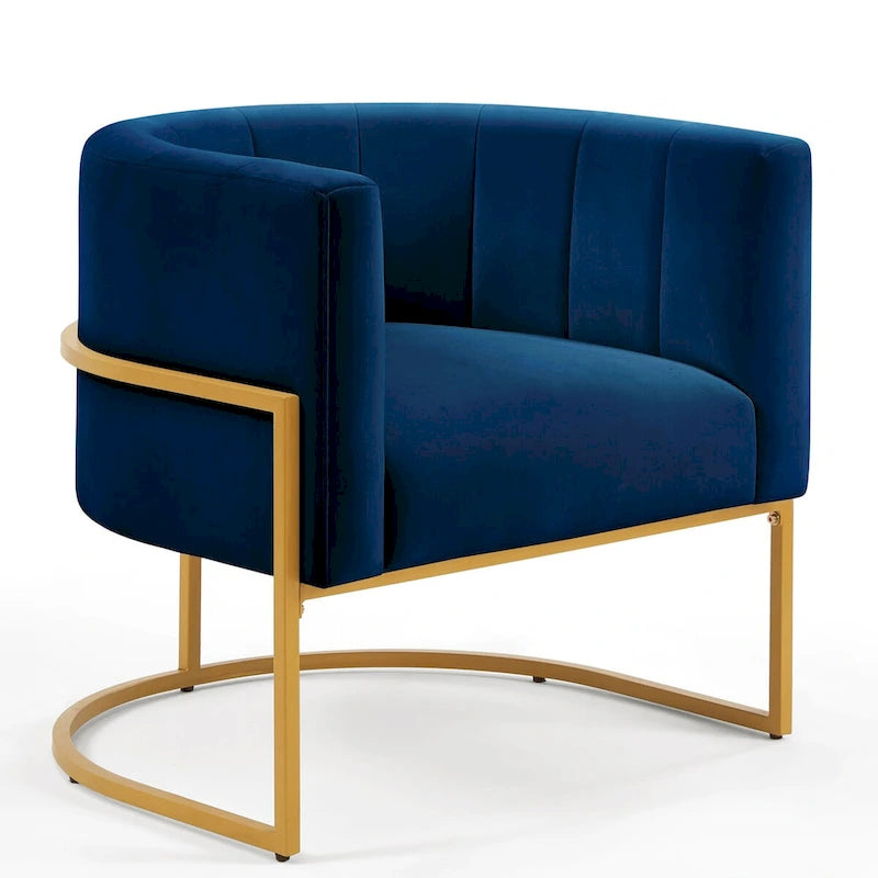 Mid-Century Upholstered Velvet Accent Chair with Curve Backrest