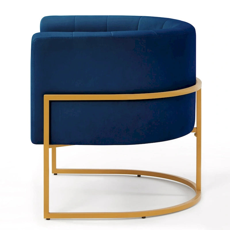 Mid-Century Upholstered Velvet Accent Chair with Curve Backrest