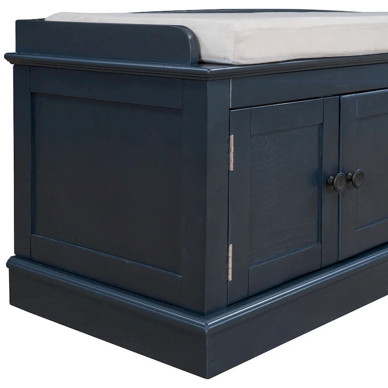 Entryway Storage Bench with 4 Doors and Adjustable Shelves