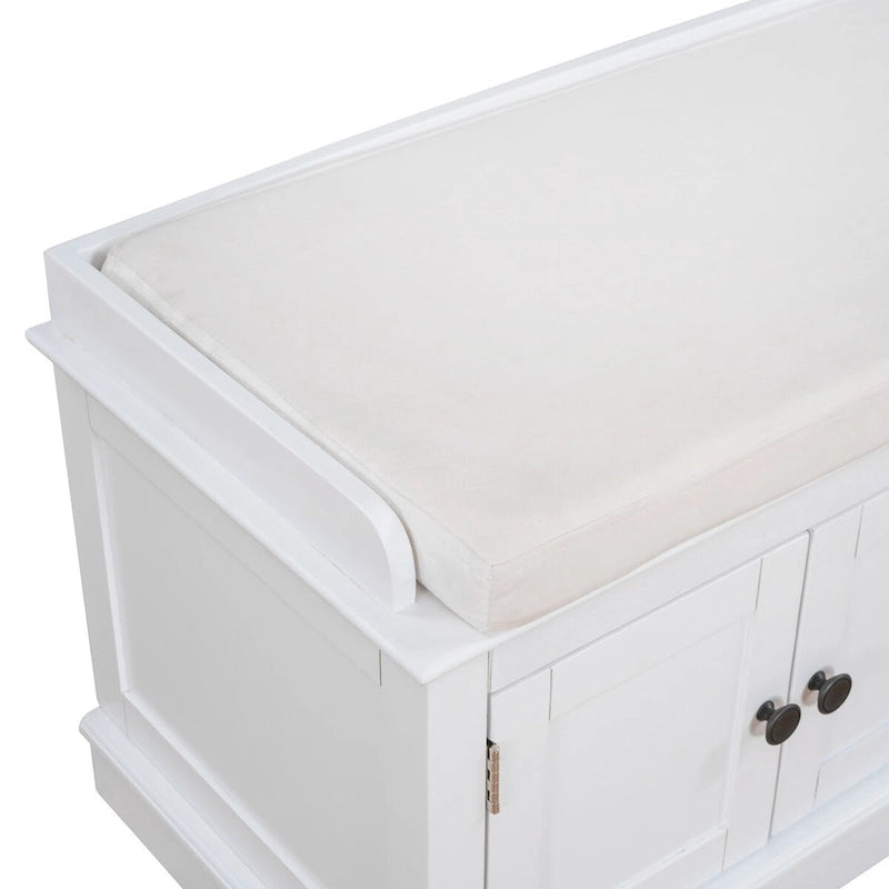 Entryway Storage Bench with 4 Doors and Adjustable Shelves