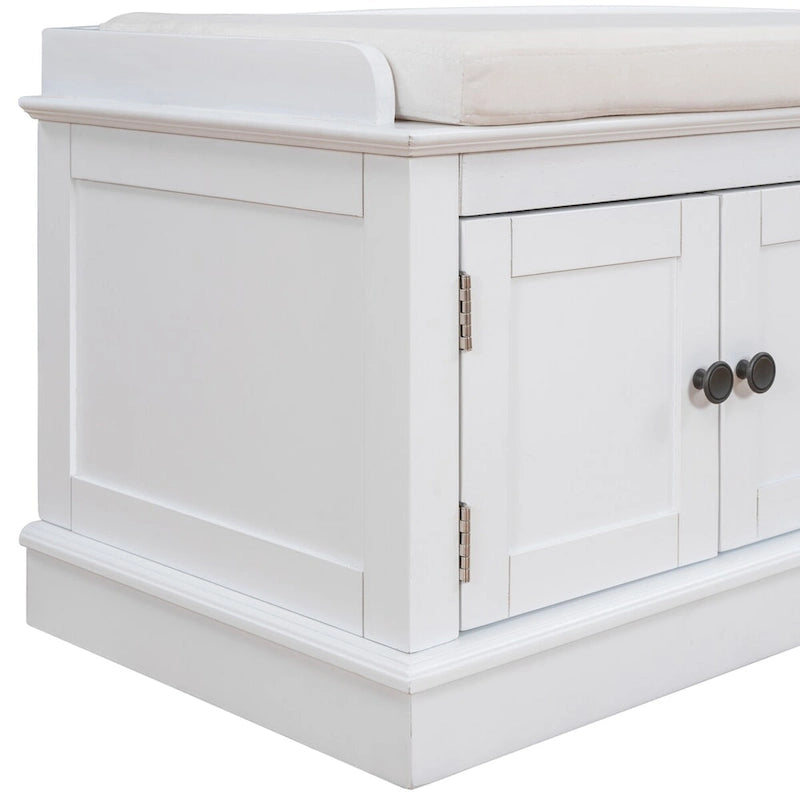 Entryway Storage Bench with 4 Doors and Adjustable Shelves
