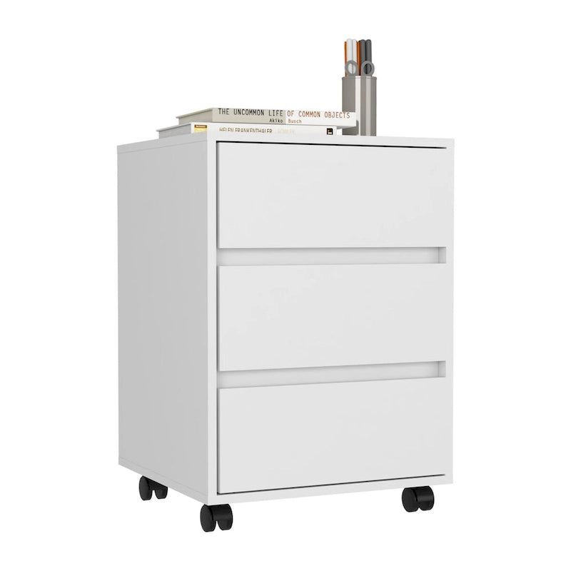 Three Drawers Bang, Filing Cabinet, Roller Blade Glide, White Finish,High quality and durable
