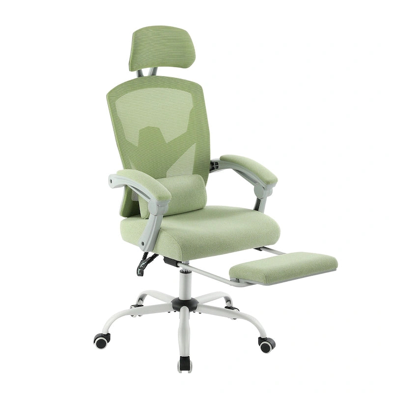Chaise de bureau ergonomique à dossier haut en maille avec support lombaire et coussin pour ordinateur
