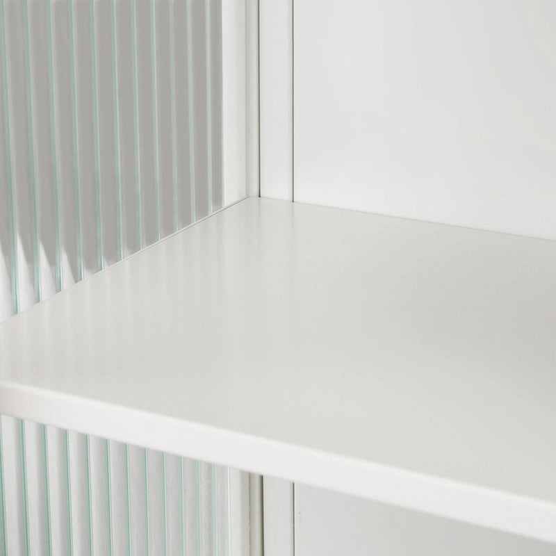 Modern 23.62 Glass Door Wall Cabinet with Two-Tier Enclosed Storage, Open Shelf, and Towel Rack for Entryway