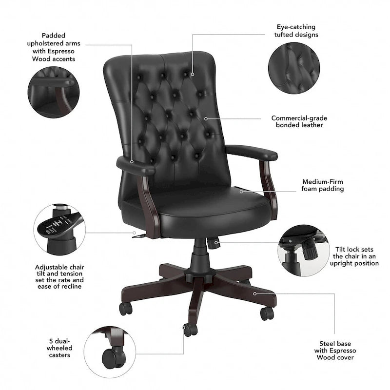 High Back Office Chair with Arms by